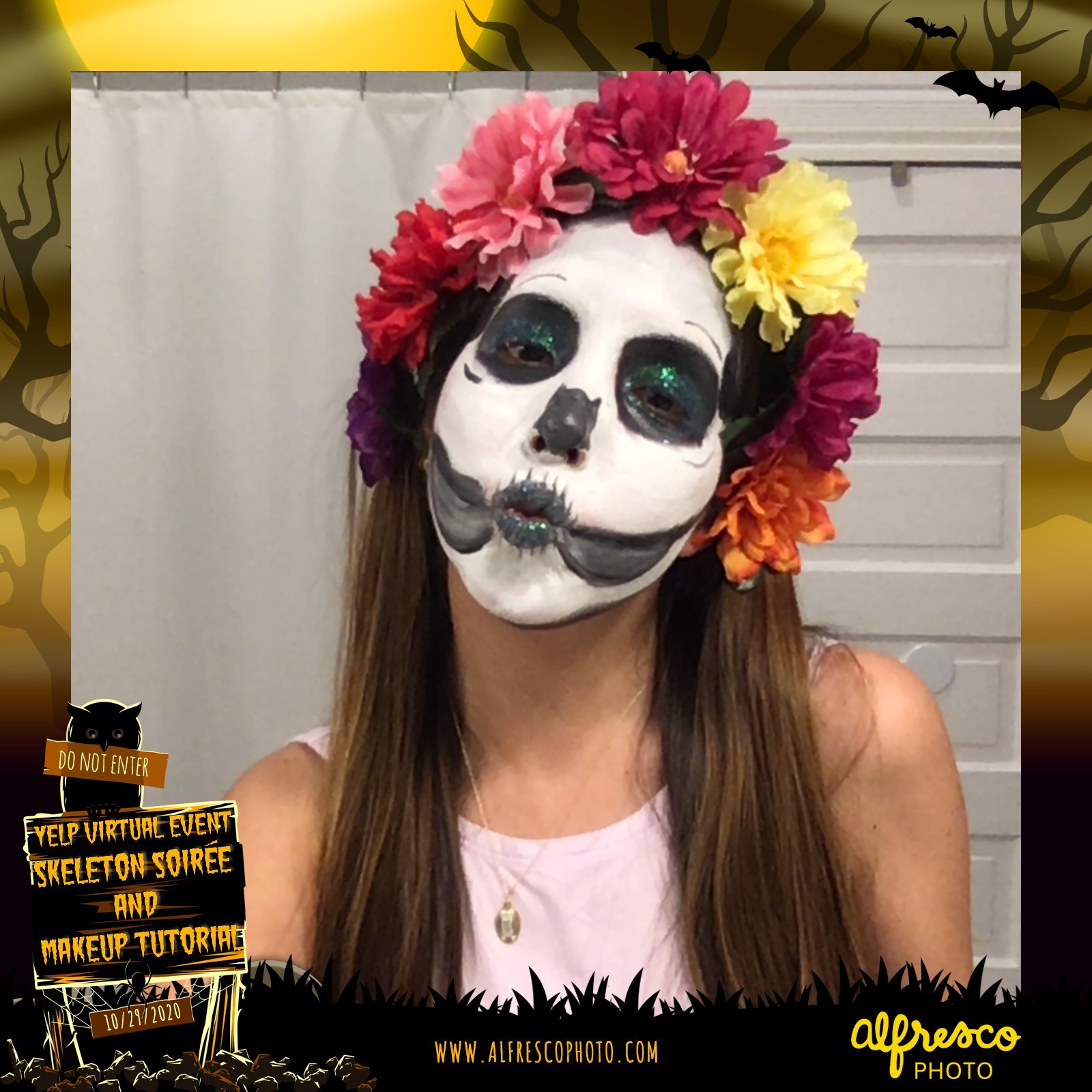 Yelp Skeleton Makeup Tutorial | View more photos from the event at events.alfrescophoto.com/u/AlfrescoPhoto/Yelp-Skeleton-Makeup-Tutorial